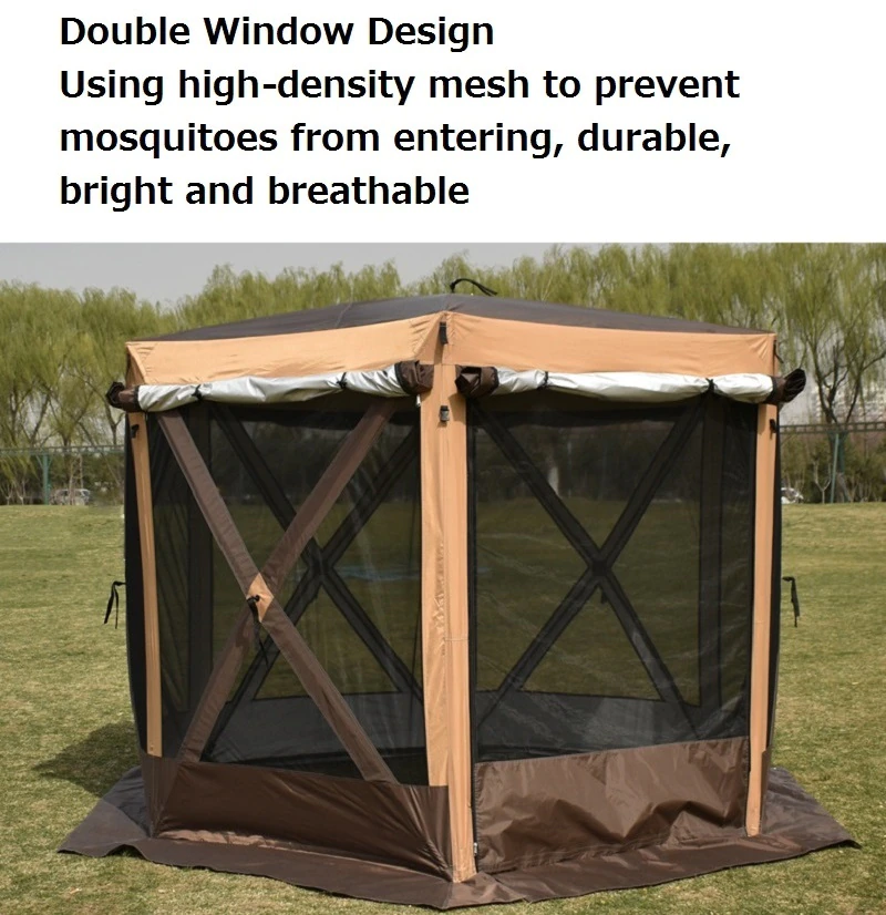 Cheap Goat Tents Outdoor Fully Automatic Camping Tent Movable Hexagonal Tent Pergola Awning Breathable Anti mosquito Family Party Travel Tent   